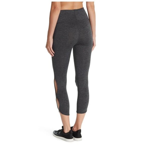 Free People Movement Womens Gray High Rise Cutout Cropped Leggings Sz L New - Picture 2 of 11